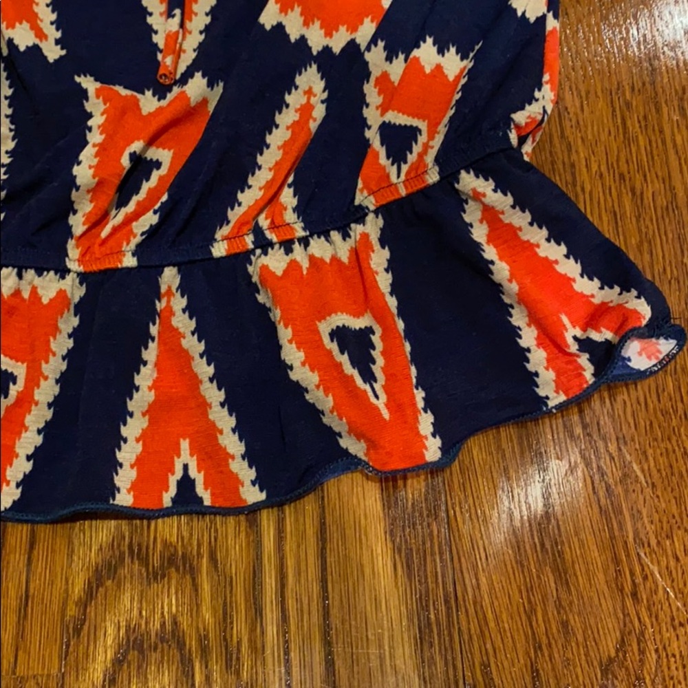 Strapless Orange And Blue Patterned Top - image 3
